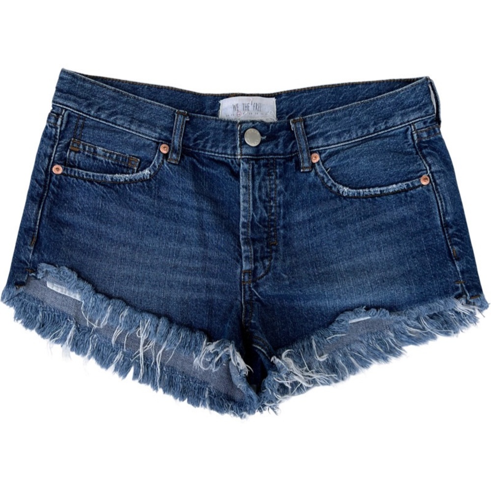 Free People Frayed Jean Shorts Light Wash 26
